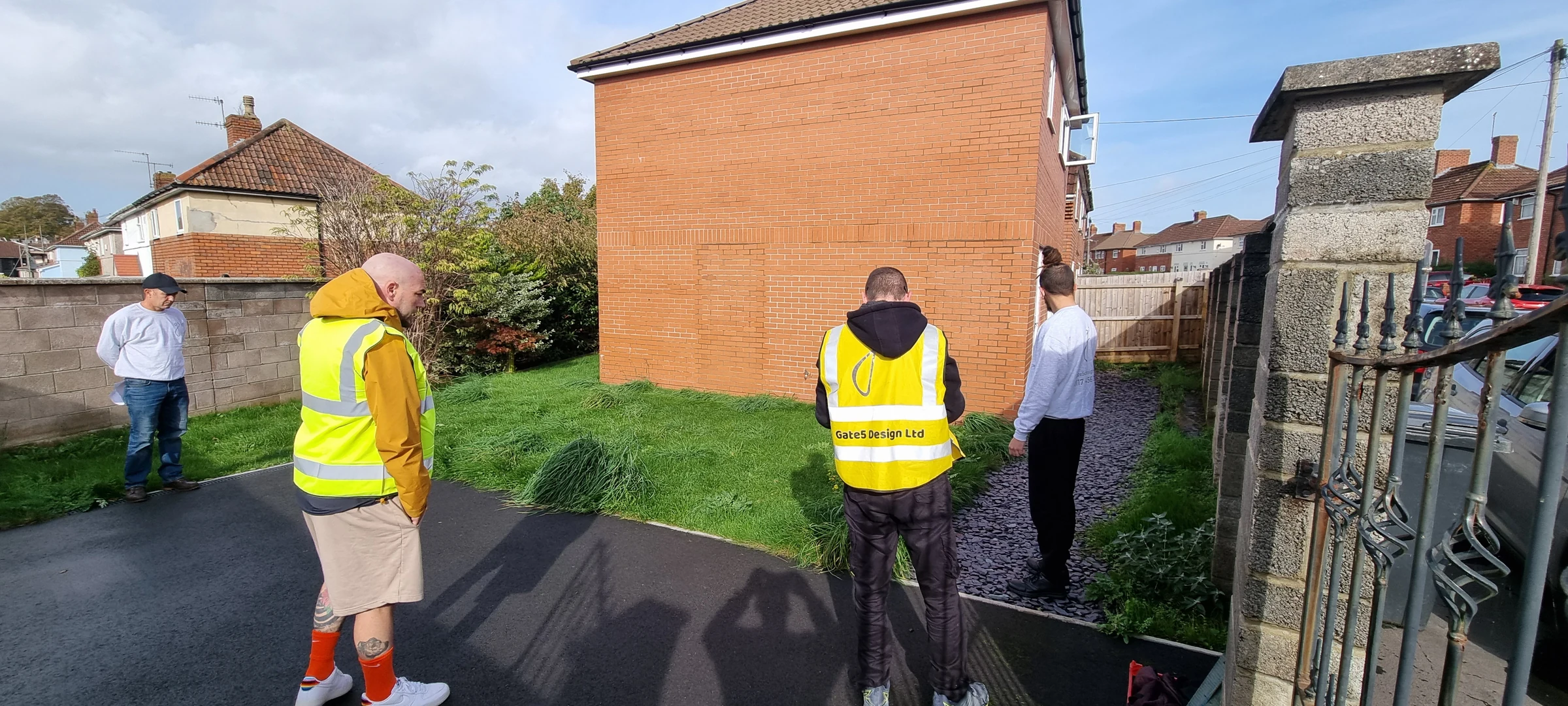 Setting out the extension in Bedminster, Bristol