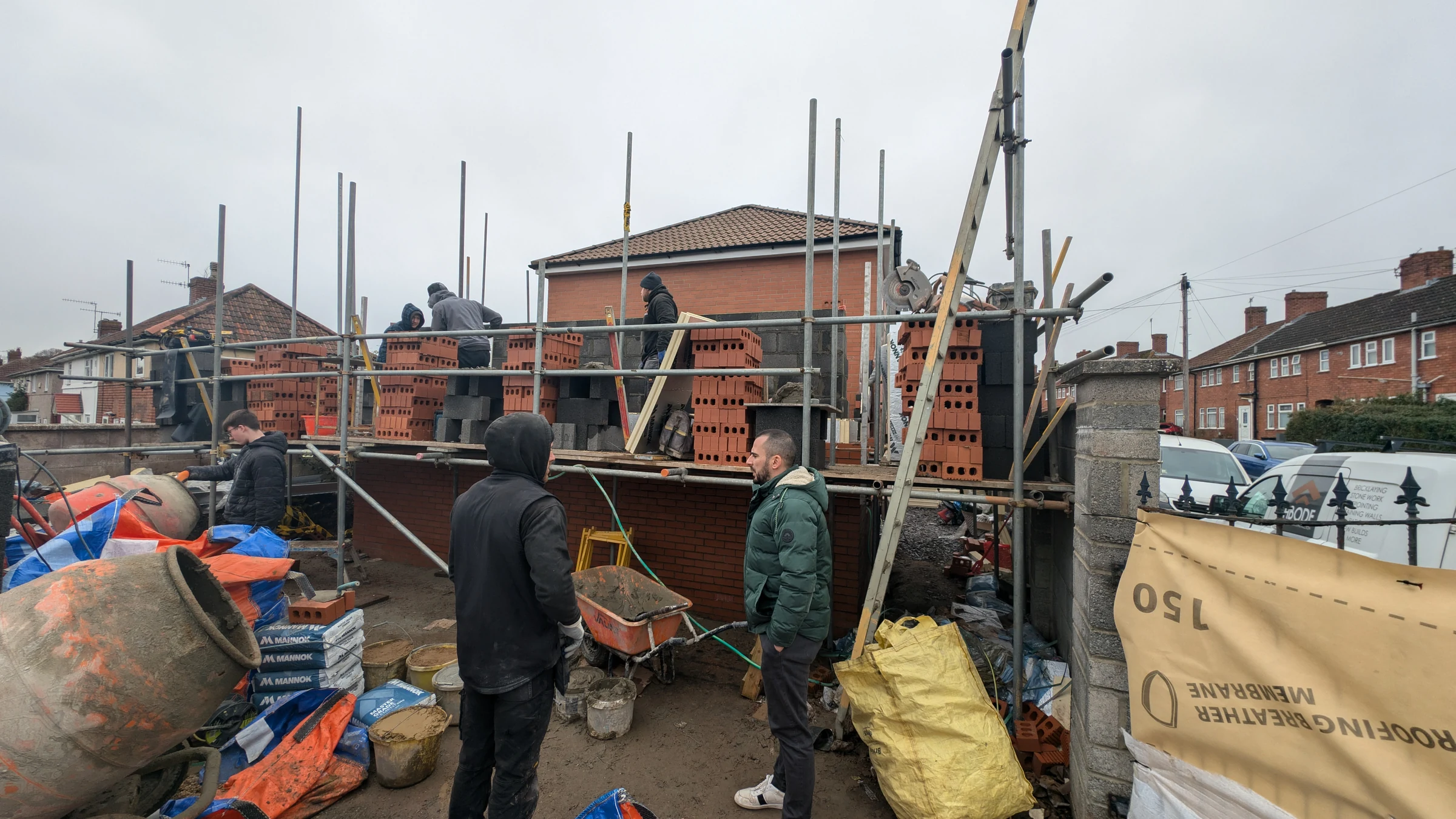 Building the extension walls in Bedminster, Bristol