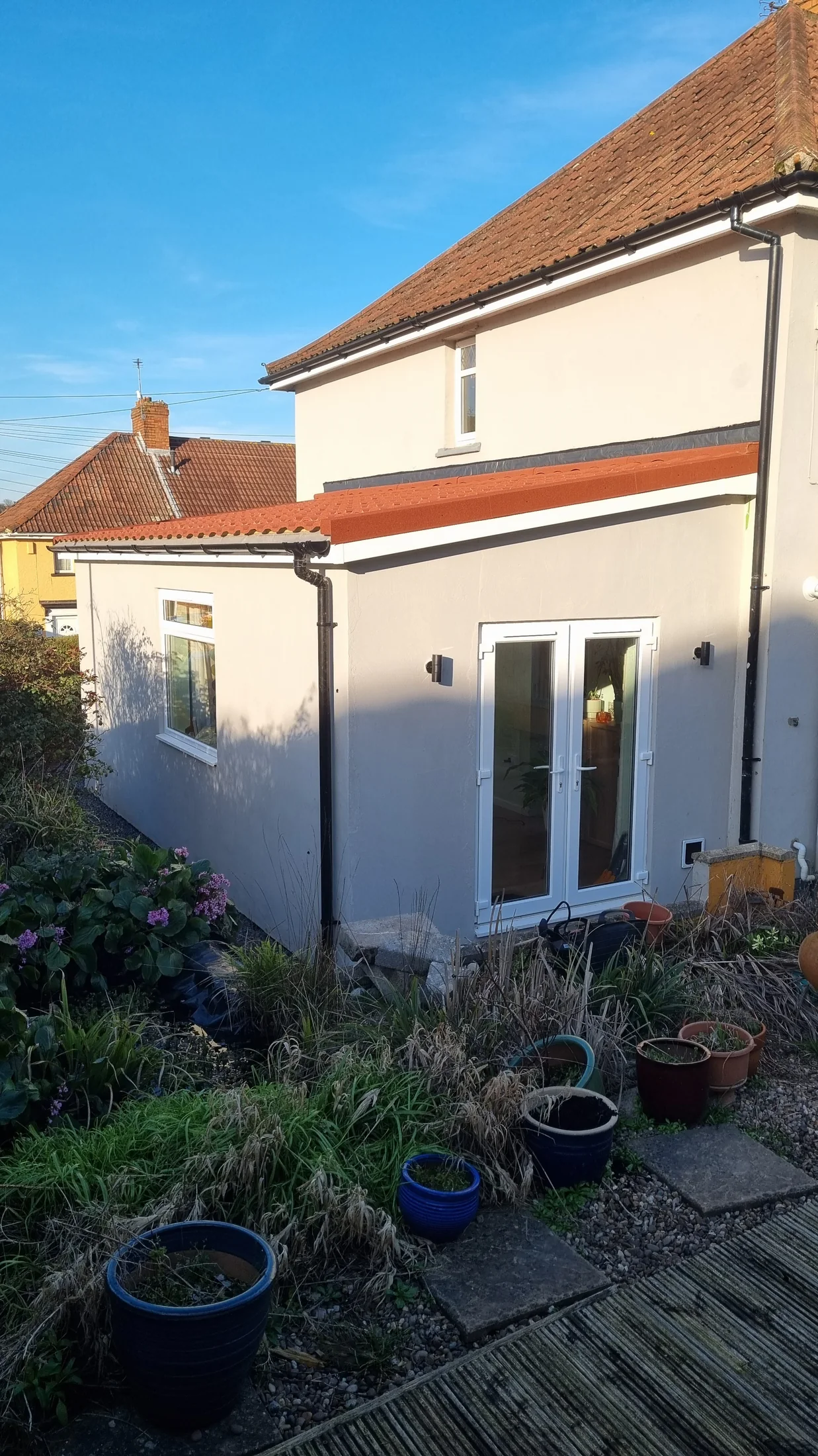 Detailed portrait view of the completed extension