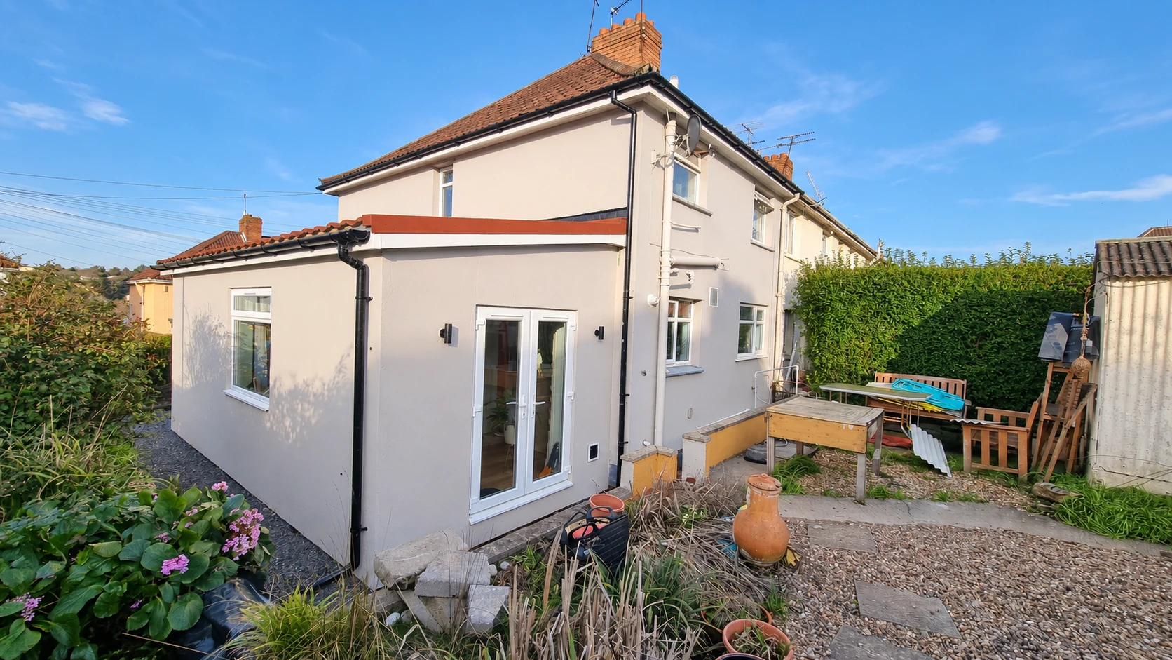 Completed eco extension in Brislington, Bristol, viewed from the garden