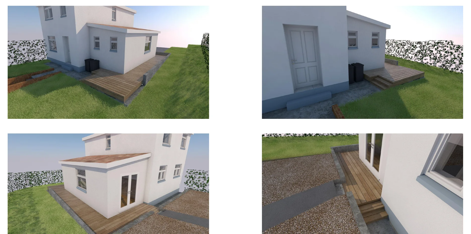 Four Gate5 visual studies of the proposed extension and garden deck
