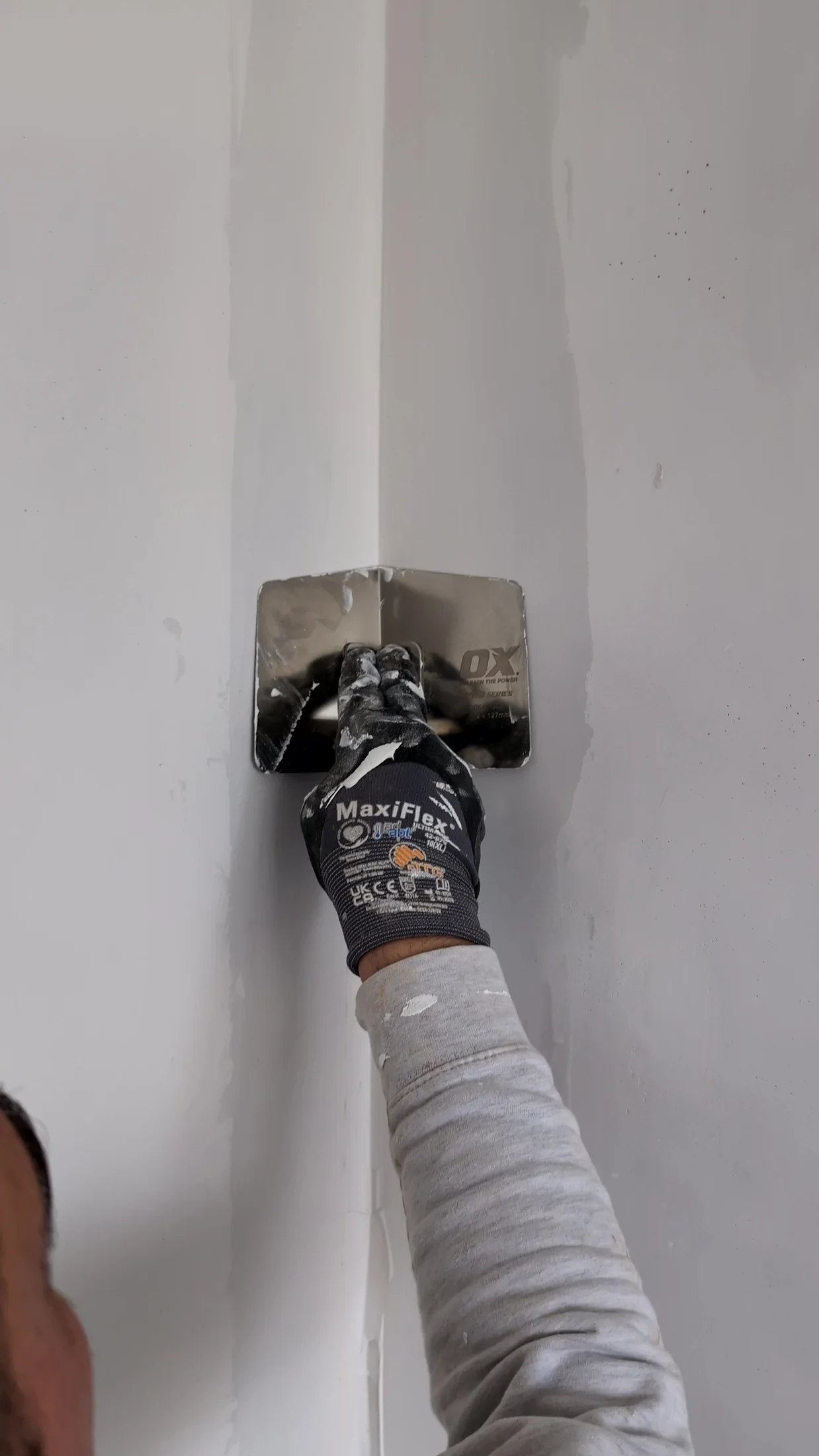 Detail of a wall surface being prepared for its final finish