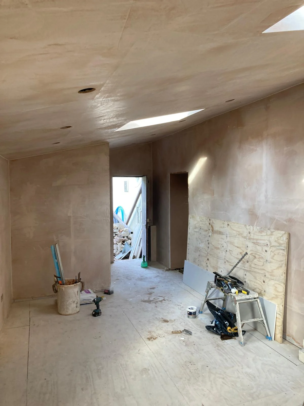 Walls and ceiling after plastering