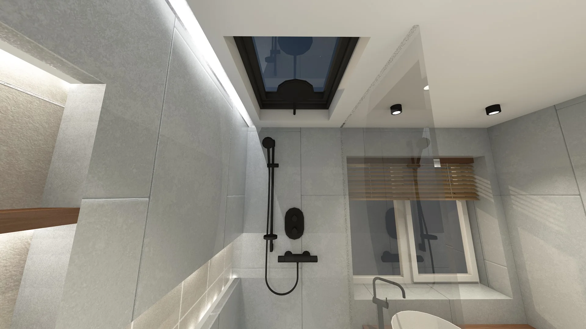 3D visualisation showing the shower, rooflight and concealed lighting