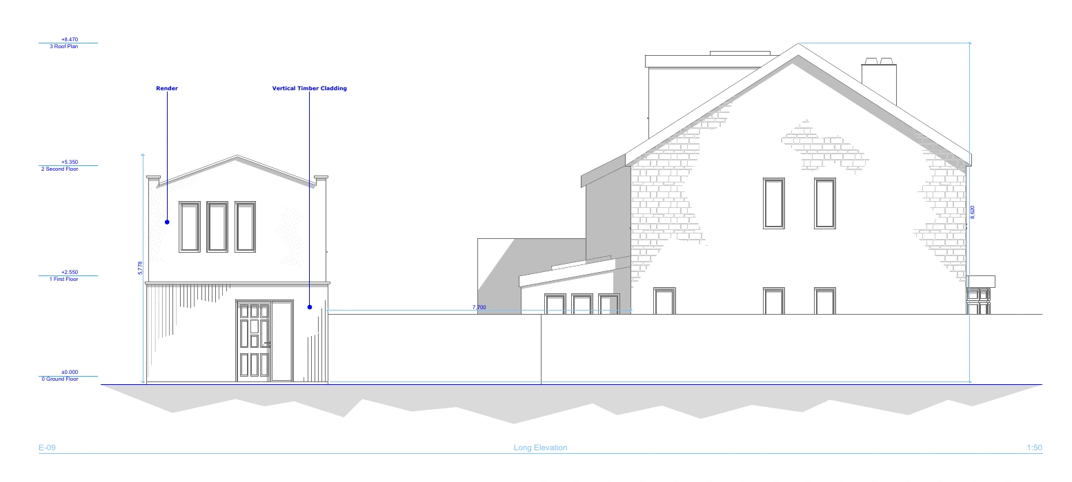 New-build concept in relation to the existing house